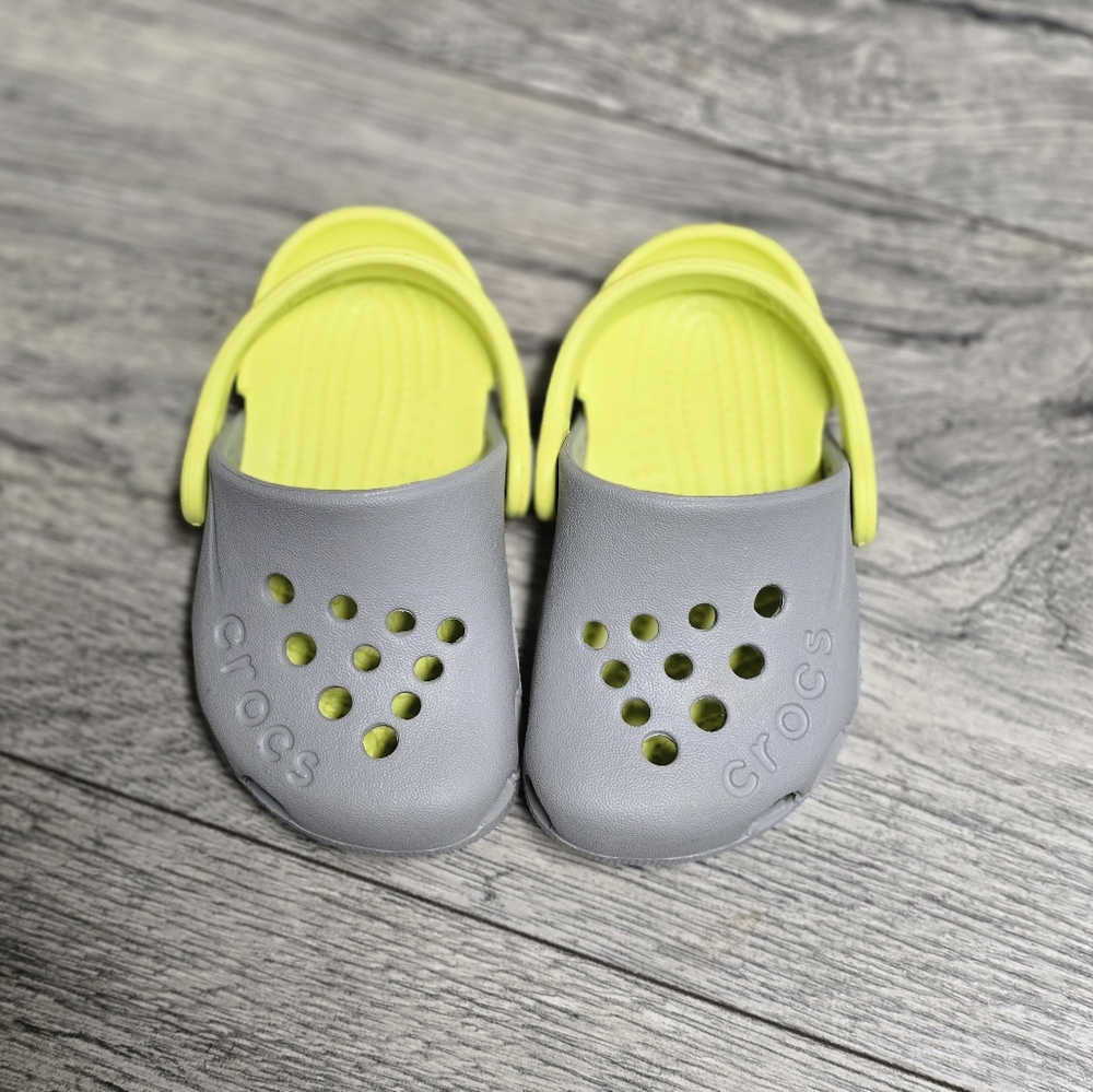 Crocs Toddler Gray and Yellow/Green